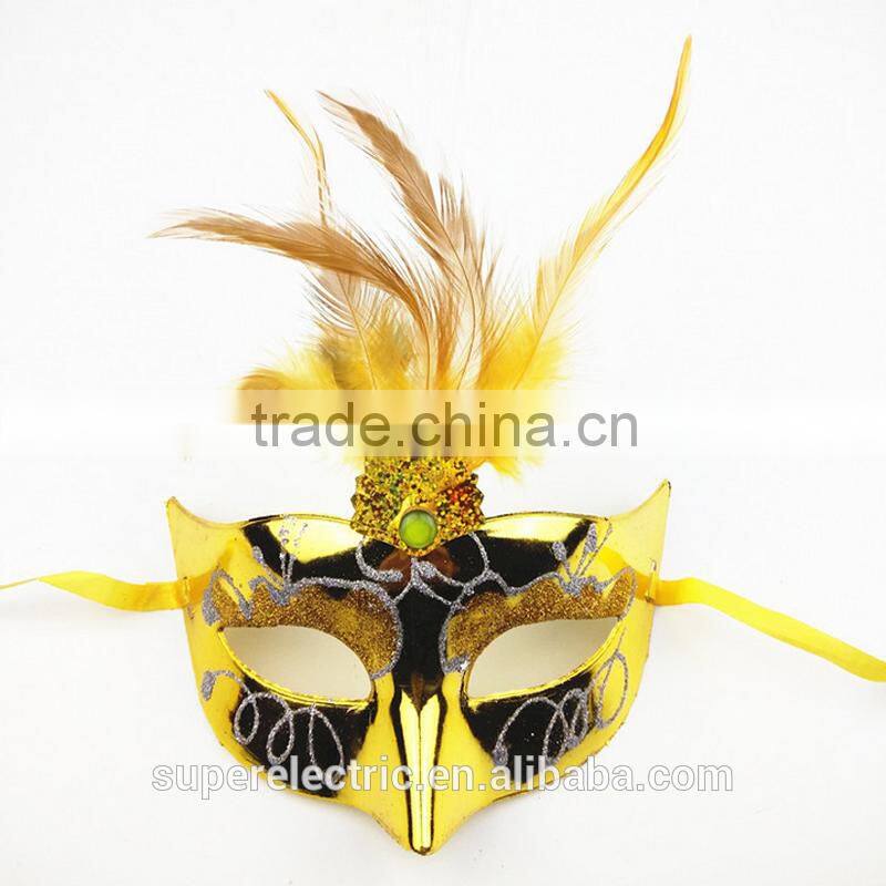 Wholesale Carnival Dancing Ball Favor LED Mask Women Face Mask Halloween Party Mask With LED Lights and Feather