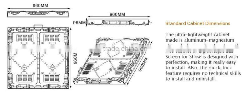 P5 indoor 960mm x 960mm die cast aluminum Rental Led Screen