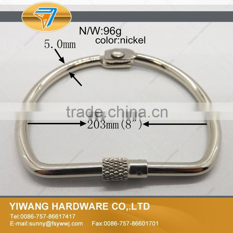 Factory direct sale high quality nickel D shape book ring with screw