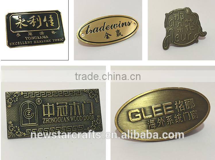 Antique finished brass logo plate, brass name plate with adhesive sticker, custom metal logo for furniture