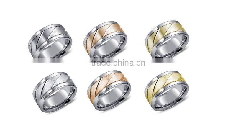 2016 fashion ring hot selling ring wholesale carbon fiber gold plating tungsten carbide ring