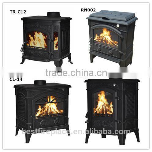 Classic Cast Iron Wood Burning Stove with Bolier
