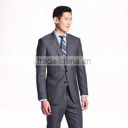 2014 Top Quality 100% wool Smoke Grey Plaid men suits made in china