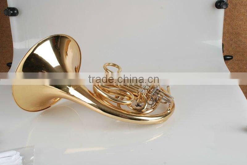 Gold lacquer yellow brass French horn