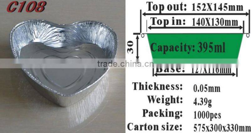 heart-shaped aluminum foil container C108