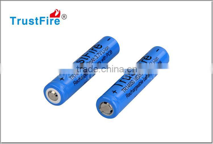 Trustfire factory original rechargeable battery 14650 3.7v rechargeable lithium-ion batteries,1600mah lithium polymer batteries