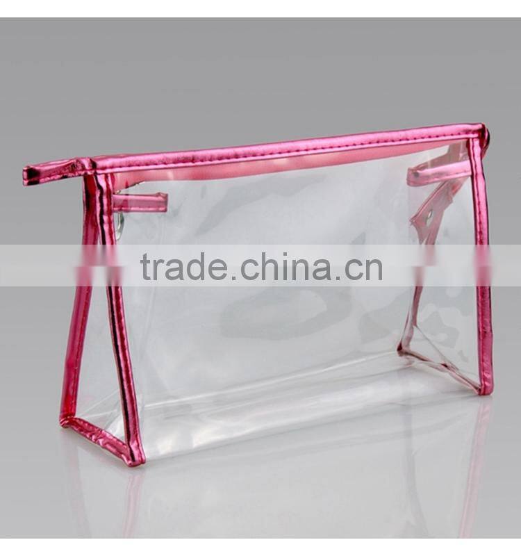 Customized clear transparent cosmetic pvc waterproof bag with pouch