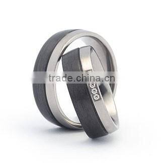 CZ stones carbon fiber titanium wedding bands rings vintage couples jewerly