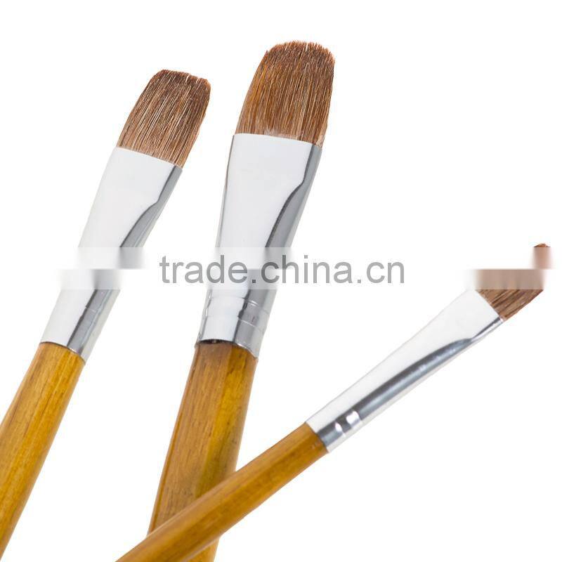 Hot sale 6pcs filbert wooden handle horse hair bristle professional artist oil painting brush set for artist oil painting