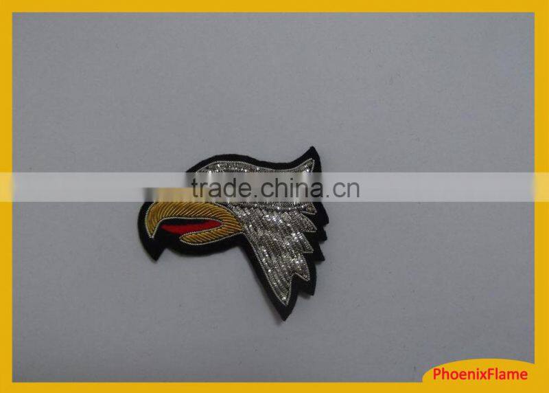 High quality indian metallic thread badge pin embroidery patch for police unifroms
