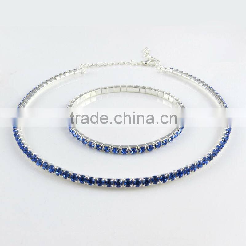 High Quality 1Strand 1Row Full Crystal Rhinestone Chocker Necklace and Bracelet