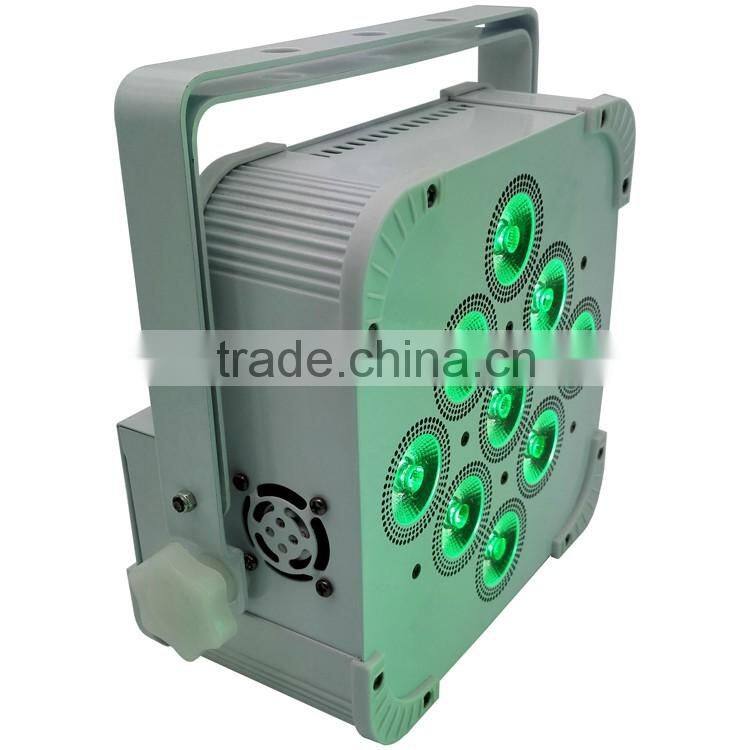 Three Years Warranty Uplight Rechargeable DMX Wireless Battery Powered Par Can 5in1 RGBWA 9x15w LED Par Light