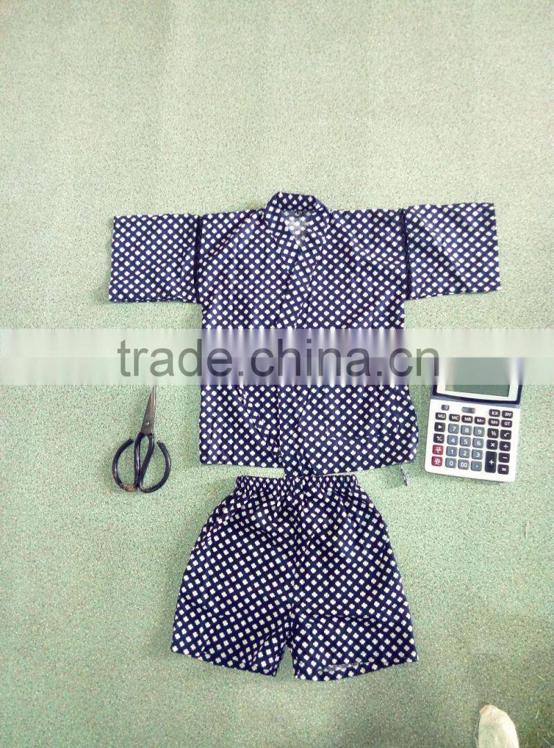 Japanese Summer 100%cotton Cute Kimono Kids Yukata twinset bath robe flower customize ethnic costume performance wear