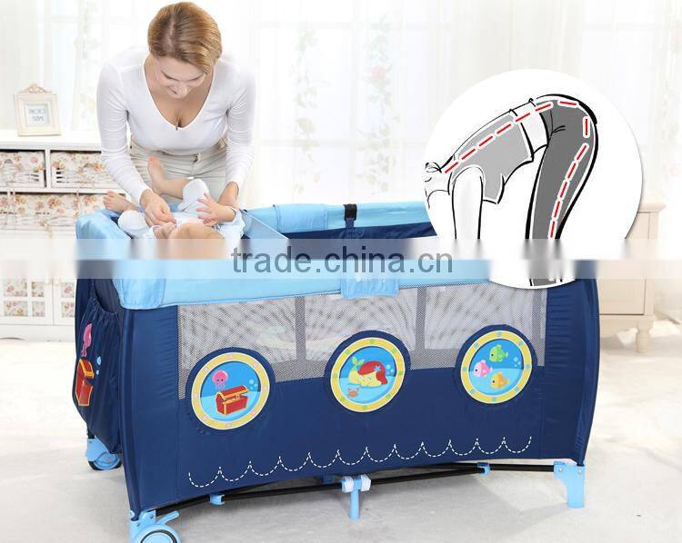 Multi-function baby playpen/playard, baby cot bed with cartoon pattern