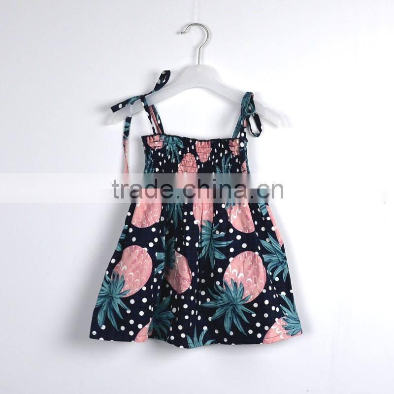 New Summer Baby Girl's Dress Fashion Print Fruit Lemon Pineapple Design Kids Dresses Child Clothing