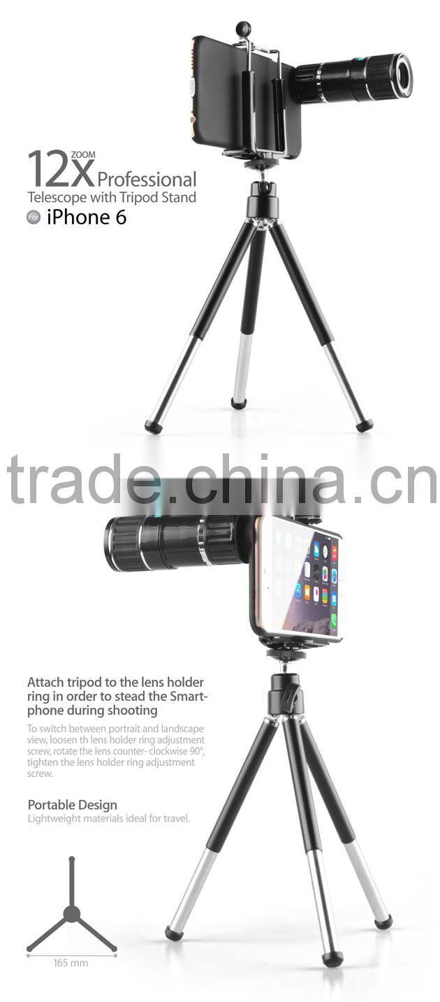 Brand New 12X Zoom Telescope Lens W/ Mini Tripod For iPhone 6/6S