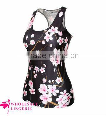 Wholesale Pinky Ladies With Corsets Printed Black stringer tank top for women