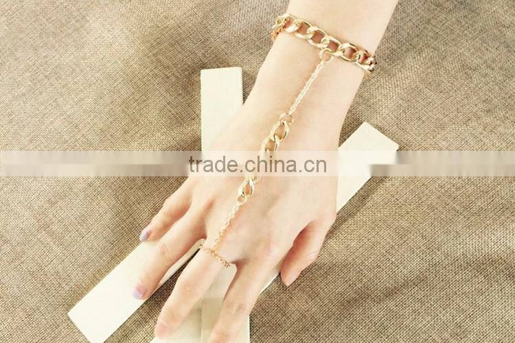 Saudi India wedding bridal gold chain bracelet rings