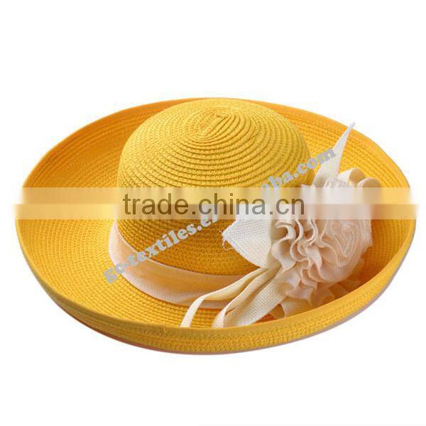 hot new products for 2014 Spring and summer Curling flower shade lady hate para straw hat and cap custom logo