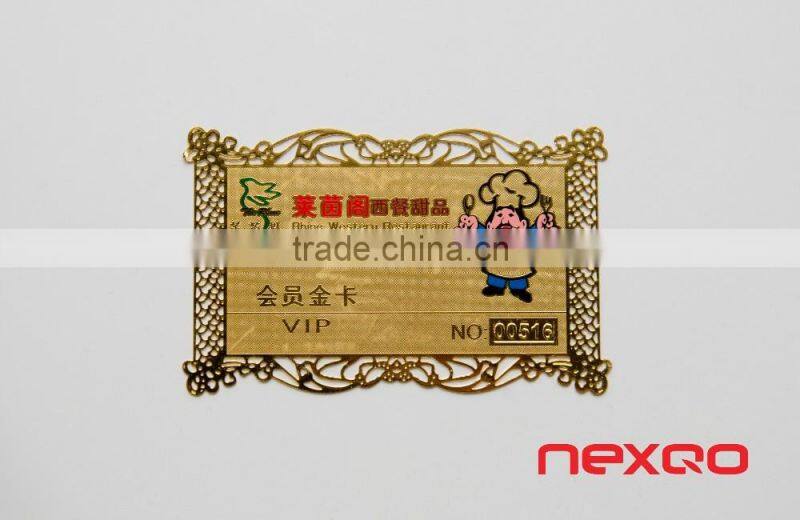 Preprinted black metal VIP membership cards