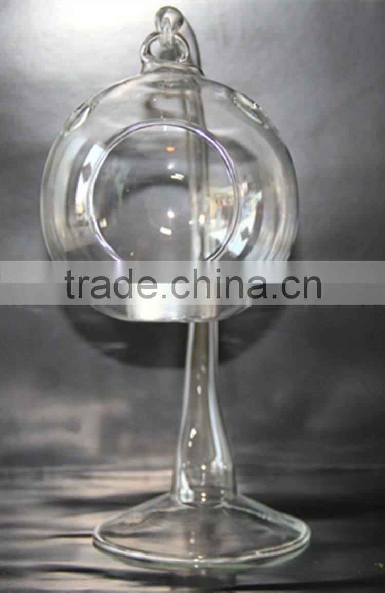 hanging glass ball candle holder with glass holder