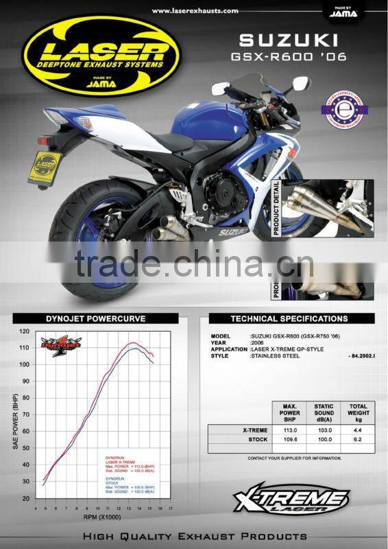 For SUZUKI GSX-R750 2006-2007 SM Motorcycle Exhaust Pipe LASER "X-treme" Exhaust GP-style + cat. D70