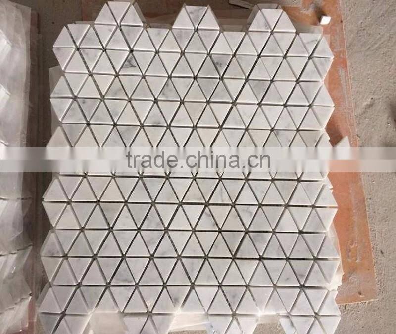 Triangle bianco carrara marble mosaic tile for bathroom decorative