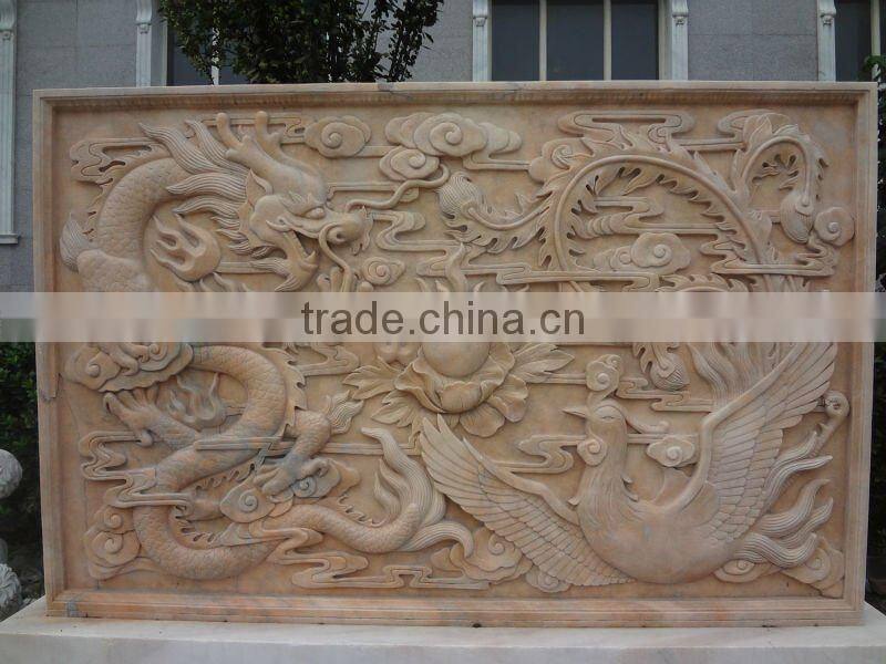 Chinese Antique Style Marble Wall Dragon Relief