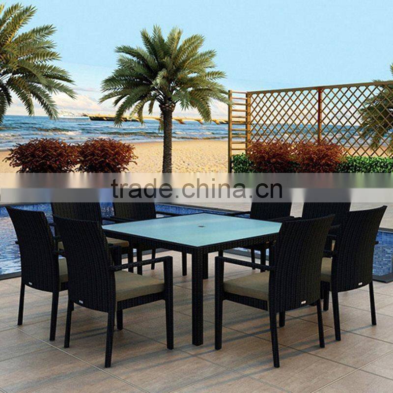 2017 Trade Assurance Most Popular Poolside used aluminium frame rattan dining table and chairs set