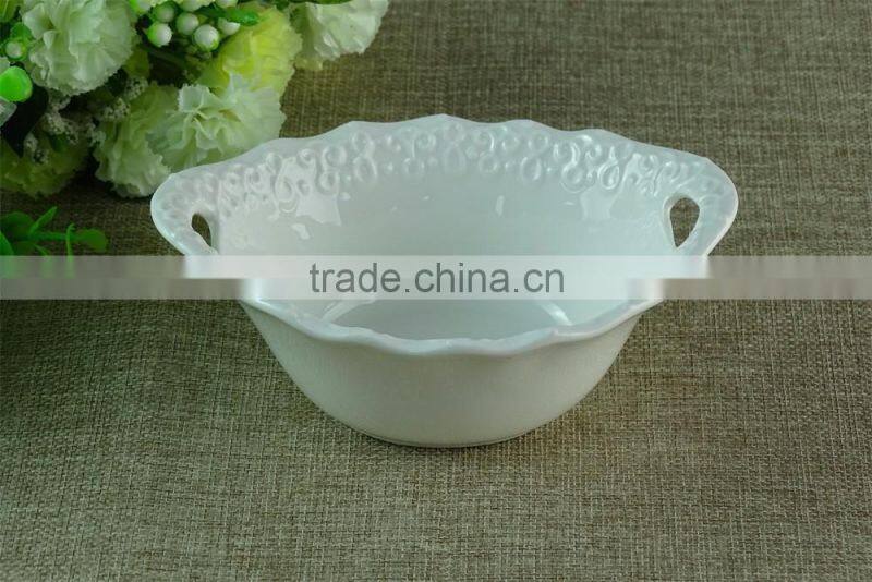 Hot Sale White Ceramic Bread/Fruit Basket For Home Use