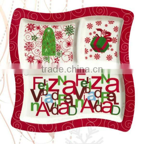 wholesale christmas plastic square dividers food nuts tray