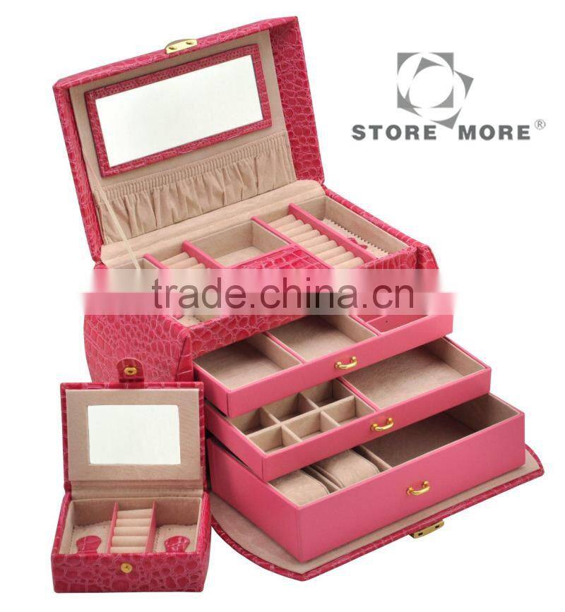 High Quality Crocodile Faux Leather Jewelry Box
