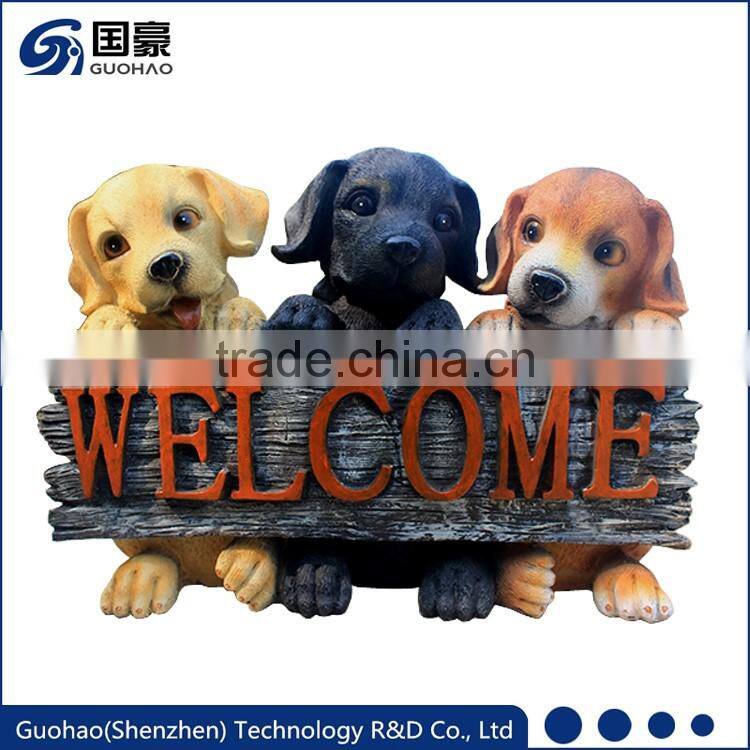 Adorable Puppy Welcome Garden Sign Statue
