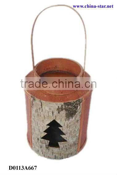 wood heart lantern with hanging
