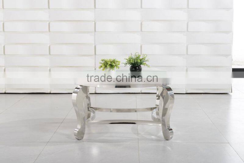 CT07R metal base stainless steel marble top round coffee table