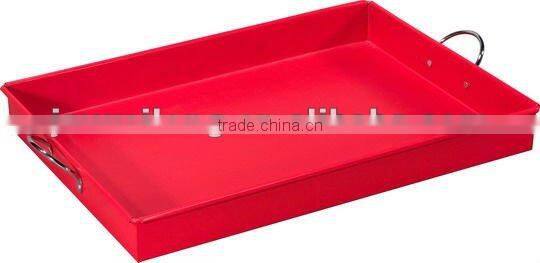 Triple 3 Tier Serveware Steel cake Stand, Collapsible Galvanized Metal with Wood Handle