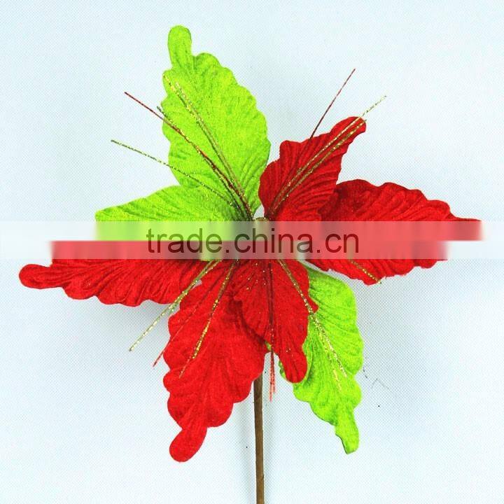 China factory supply crafts decorations cheap artificial poinsettia flower for christmas market