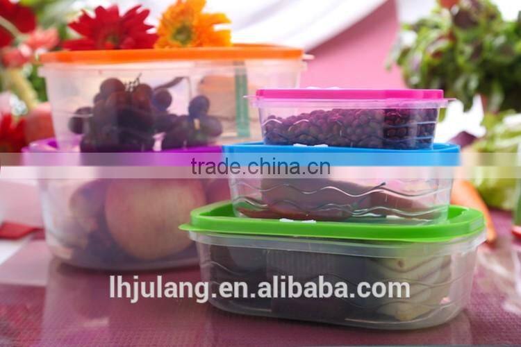 BPA-Free useful plastic food container set with lid/5pcs plastic food container set with lid