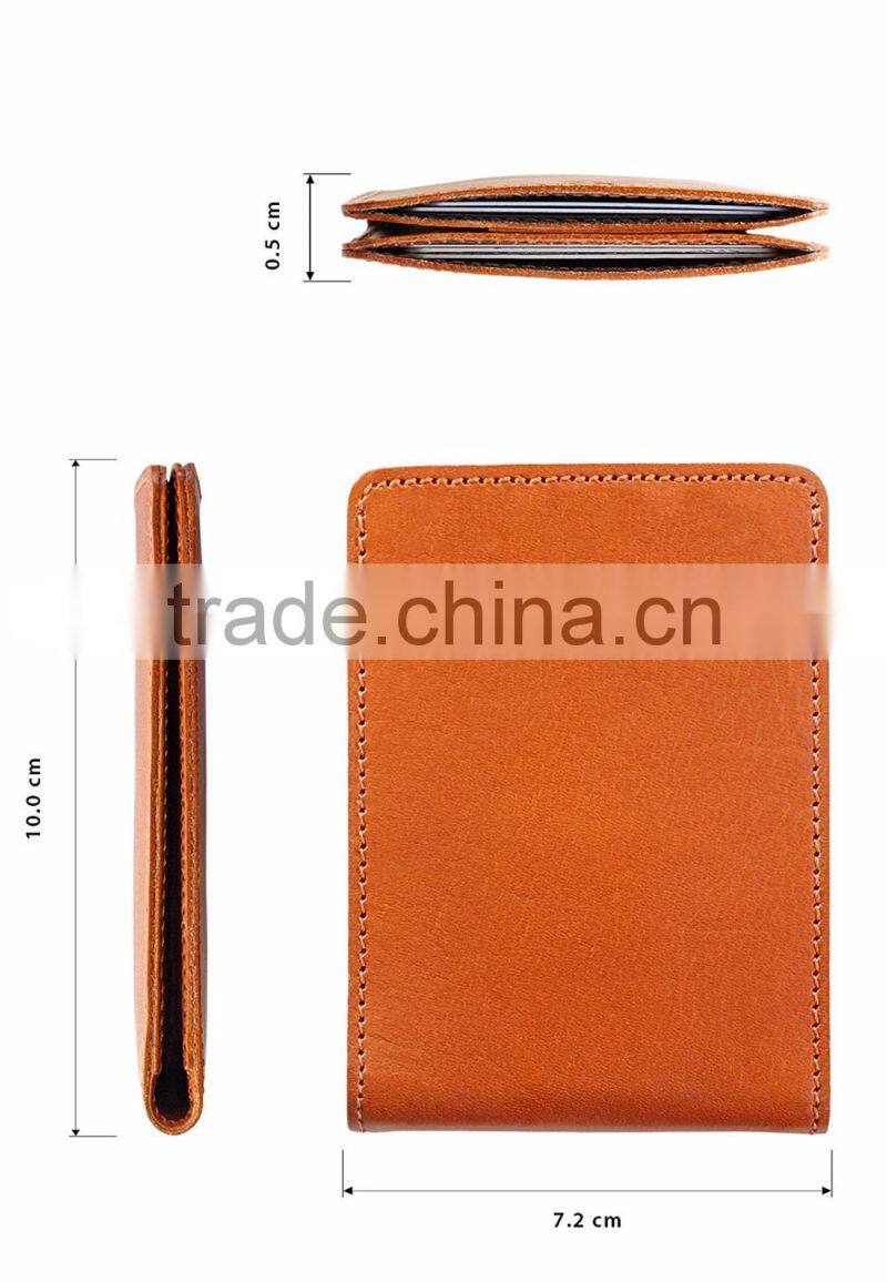RFID Front Pocket Wallet Minimalist Wallet Slim Genuine Leather Card Holder