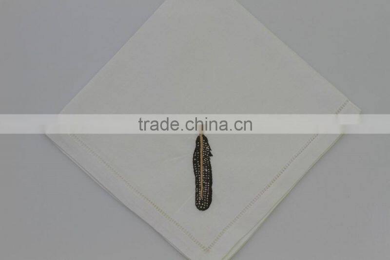 100% cotton embroidered table napkins with hemstitch, set of 6, various designs