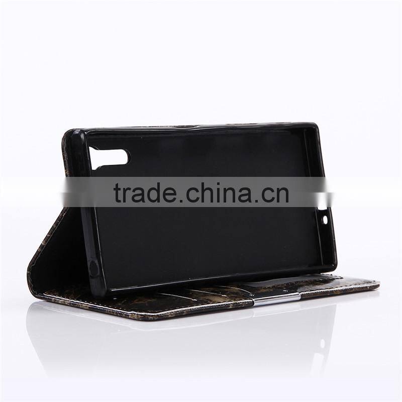 Noble design high quality marble PU card bumper/pocket cell phone case for Sony