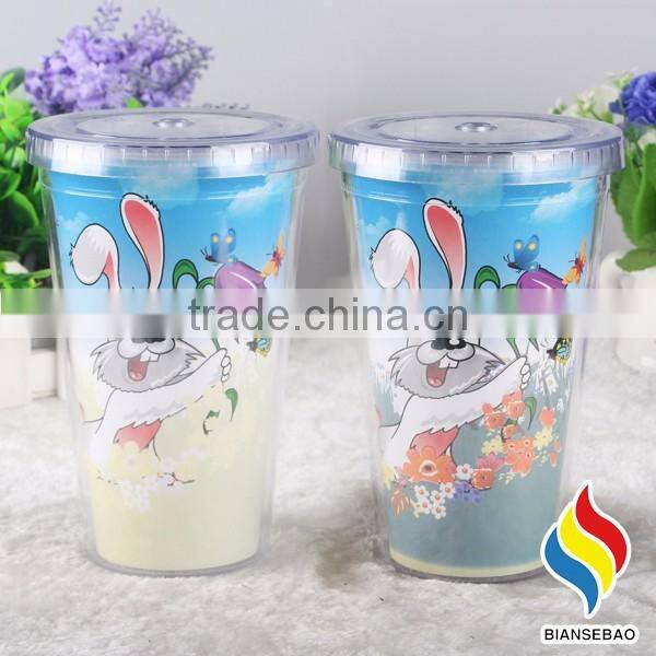 16oz double wall plastic color changing mug hot cold