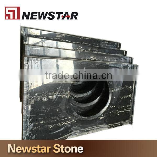Newstar Silver Dragon Black Marble for Luxury Commercial Bathroom Vanity Top
