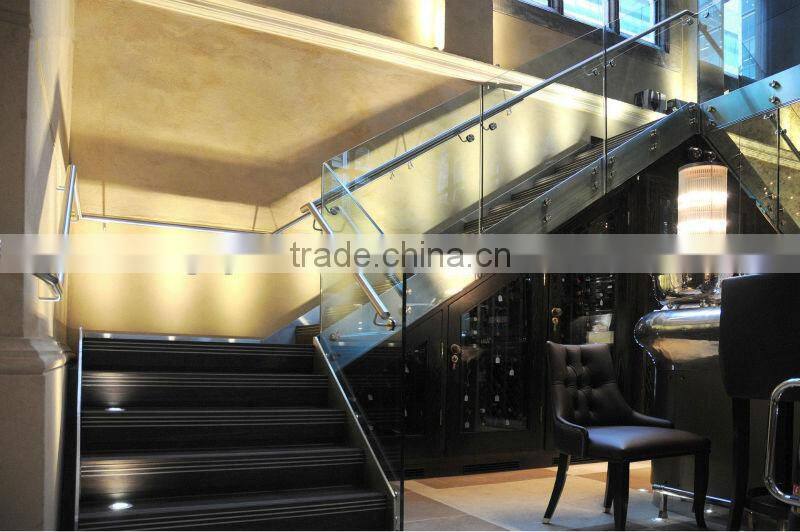 JINXIN Stainless steel shoe base glass rails_U Shaped Channel frameless Glass Balustrade