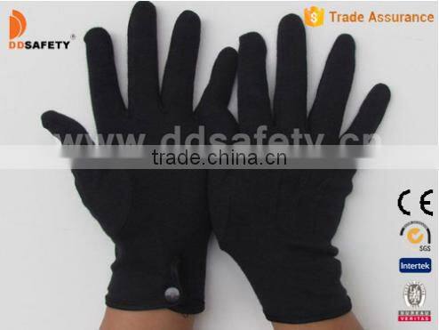DDSAFETY 2017 100% Black Cotton Interlock 3 Seams On Back Glove With A Plastic Buckle