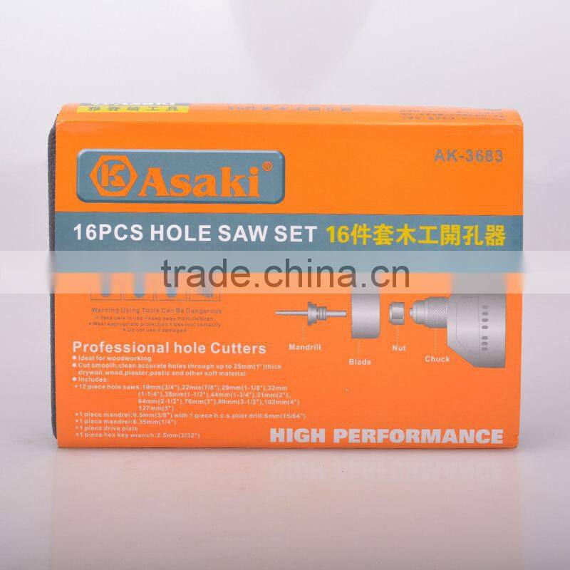 16 PCS Wood hole saw set
