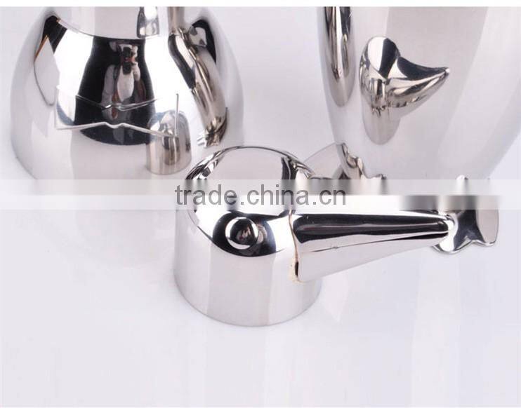 stainless steel penguin shape cocktail shaker