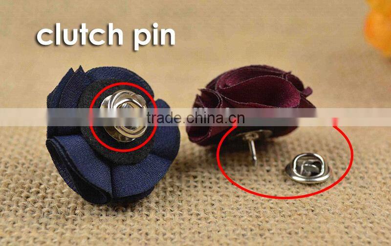 Manfacuter stock various colors men custom fabric flower pins for dressing