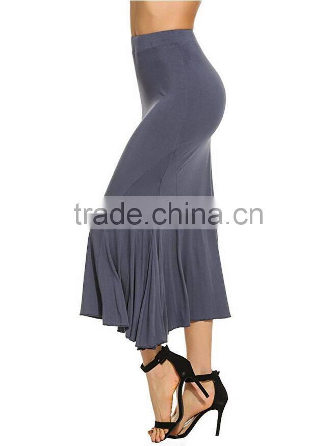 Womens Tight Skirt Stylish Stretchy Fishtail Mermaid Slim Fit Pleated Cotton Polyester Korean Style Long Skirt Fashion