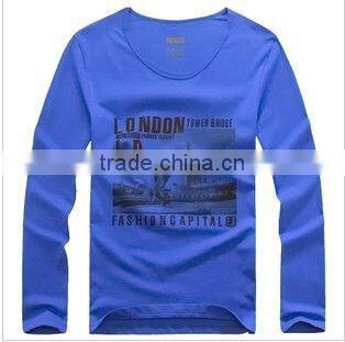 wholesale spandex/cotton mens o-neck white t shirt long sleeve